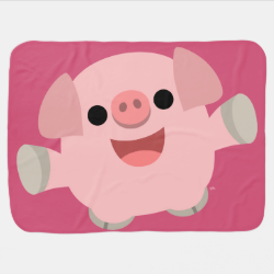 Cute Cuddly Cartoon Pig Baby Blanket