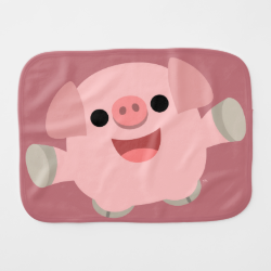 Cute Cuddly Cartoon Pig Burp Cloth