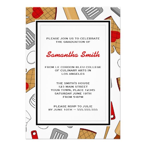 Cute Culinary School Graduation Invite