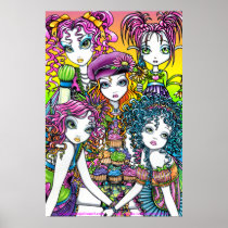 Cute Cup Cake Rainbow Fairies Party Poster posters