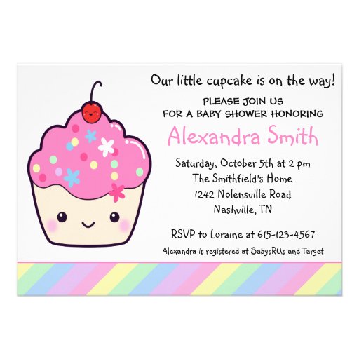 Cute Cupcake Baby Shower Announcement