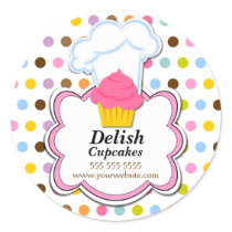 Cute Cupcake & Baker's Hat Bakery Stickers