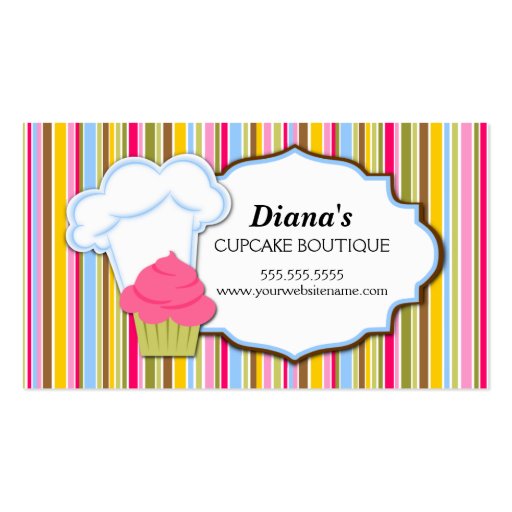 Cute Cupcake & Baker's Hat Business Cards (front side)