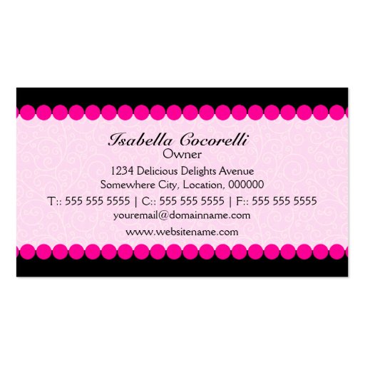 Cute Cupcake Bakery Business Cards (back side)