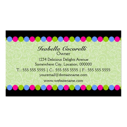 Cute Cupcake Bakery Business Cards (back side)