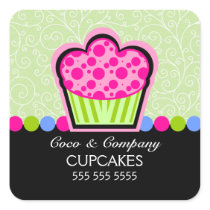 Cute Cupcake Bakery Green Stickers