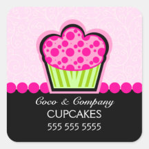 Cute Cupcake Bakery Pink Stickers