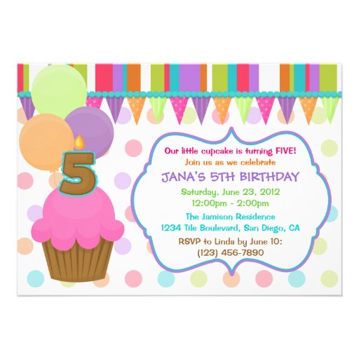 Cute Cupcake Birthday Invitation [five]