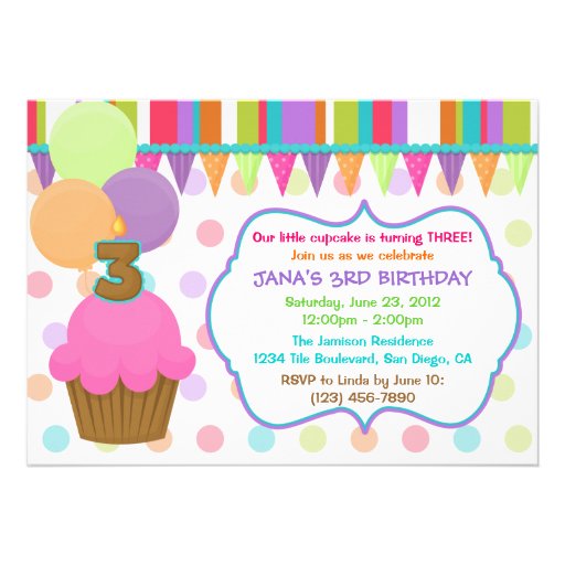 Cute Cupcake Birthday Invitation [three]