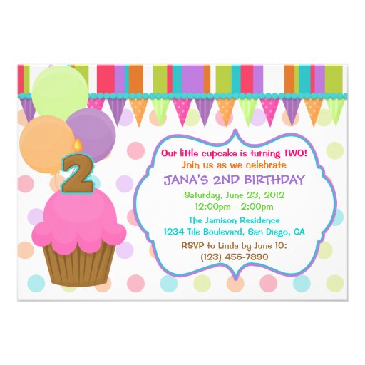Cute Cupcake Birthday Invitation [two] (front side)