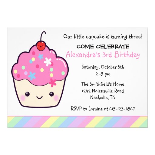 Cute Cupcake Birthday Personalized Invitations
