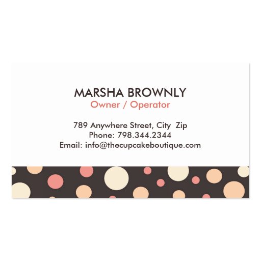 Cute Cupcake Business Cards (back side)