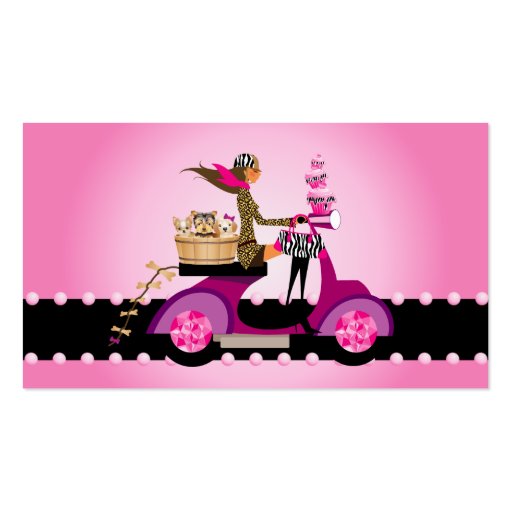 Cute Cupcake & Dogs Zebra Scooter Woman Business Cards