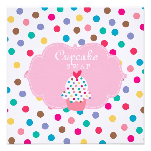 Cute Cupcake Party Invite Polka Dots Pink