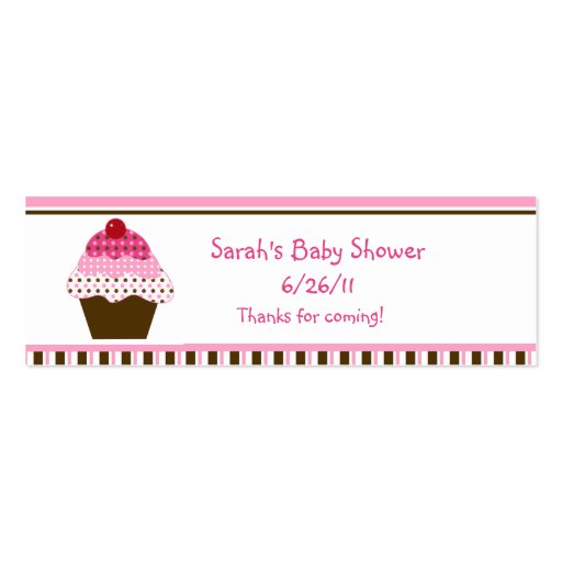 Cute Cupcake Pink & Brown Dots Favor/Tags Business Card