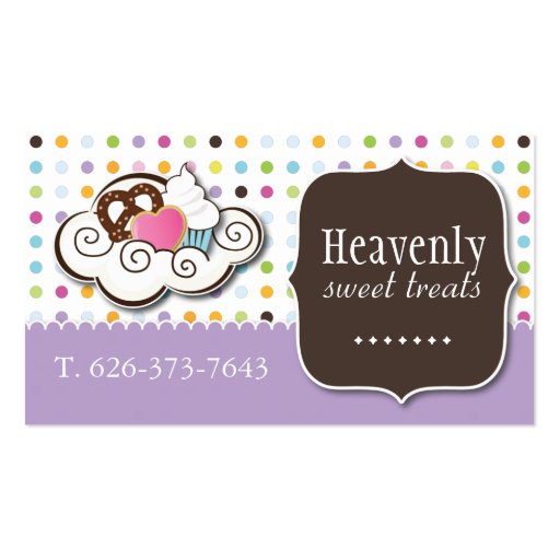 Cute Cupcake, Pretzel and Cookie Business Card (front side)