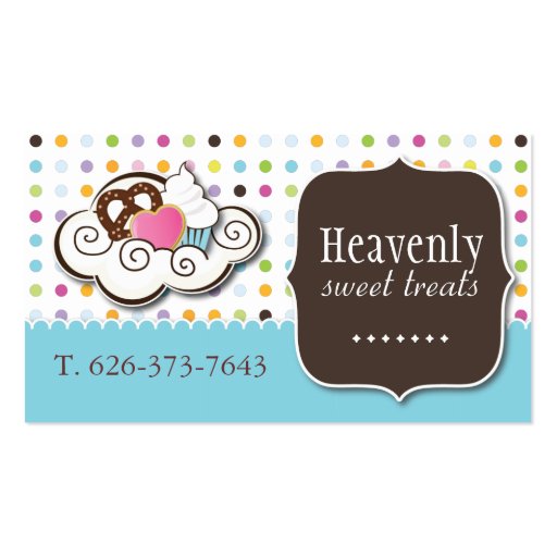 Cute Cupcake, Pretzel and Cookie Business Card (front side)