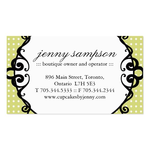 Cute Cupcake Silhouette Business Cards (back side)