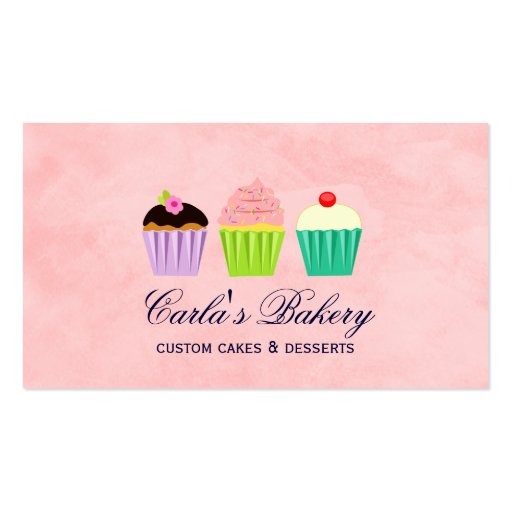 Cute Cupcake Trio Business Card (front side)