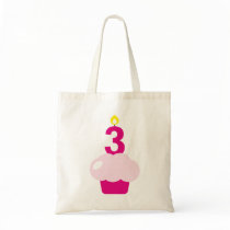 Cute Cupcake with Birthday Candle Tote Bags