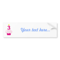 Cute Cupcake with Birthday Candle Bumper Stickers