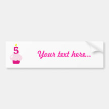 Cute Cupcake with Birthday Candle Bumper Stickers