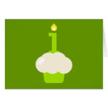 Cute Cupcake with Birthday Candle Greeting Card