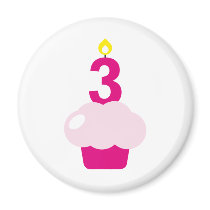 Cute Cupcake with Birthday Candle Magnets