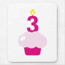 Cute Cupcake with Birthday Candle Mouse Pads
