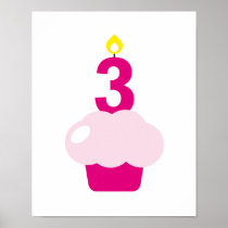 Cute Cupcake with Birthday Candle Print
