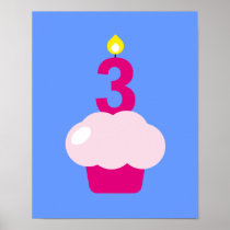 Cute Cupcake with Birthday Candle Poster