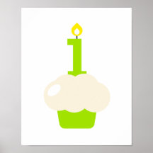 Cute Cupcake with Birthday Candle Poster