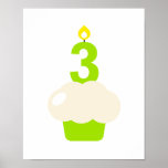 Cute Cupcake with Birthday Candle Print
