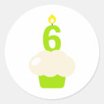 Cute Cupcake with Birthday Candle Round Sticker