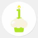 Cute Cupcake with Birthday Candle Sticker