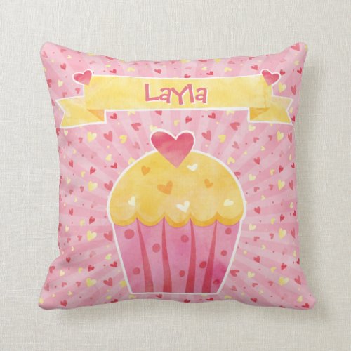 Cute Cupcake + Your Name Pillows