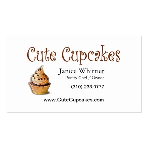 Cute Cupcakes: Confections Fancy Desserts Pastries Business Cards (back side)