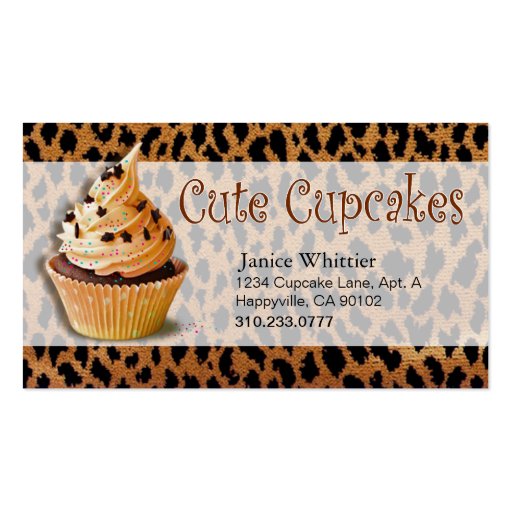 Cute Cupcakes: Confections Fancy Desserts Pastries Business Cards (front side)