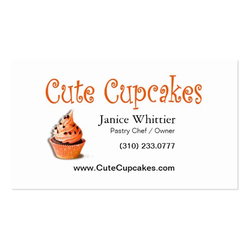 Cute Cupcakes: Confections Fancy Desserts Pastries Business Card (back side)