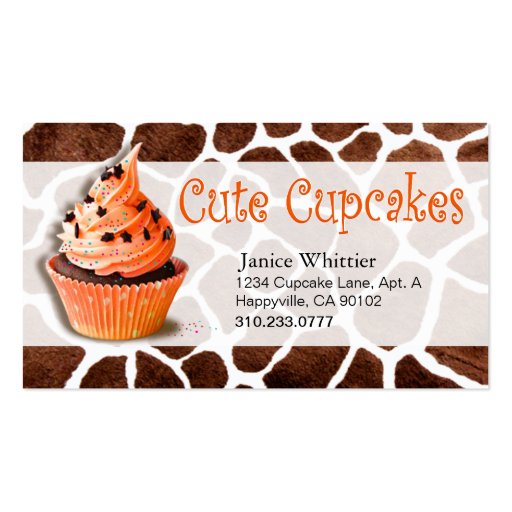 Cute Cupcakes: Confections Fancy Desserts Pastries Business Card (front side)