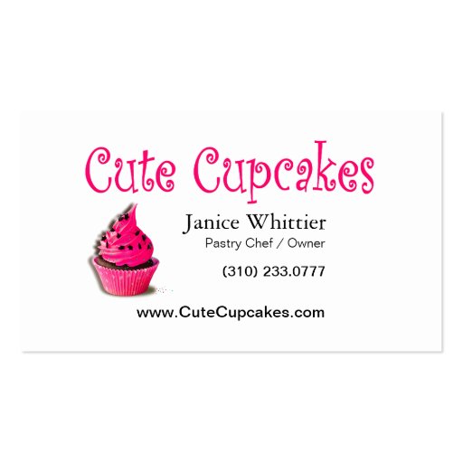 Cute Cupcakes: Confections Fancy Desserts Pastries Business Card (back side)