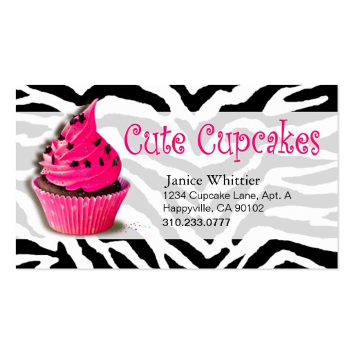 Cute Cupcakes: Confections Fancy Desserts Pastries Business Card (front side)