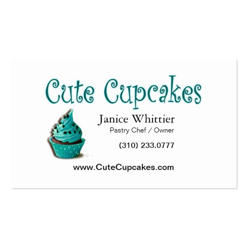 Cute Cupcakes: Confections Fancy Desserts Pastries Business Card Template (back side)