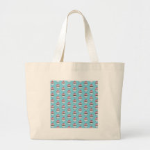 Cute Cupcakes on Blue Background Canvas Bags