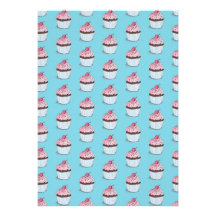 Cute Cupcakes on Blue Background Card