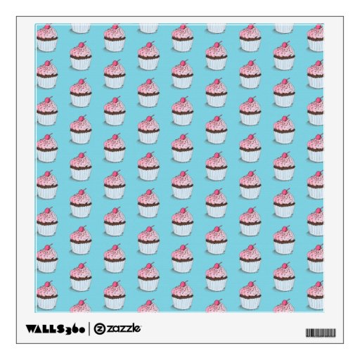 Cute Cupcakes on Blue Background Room Graphic