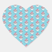 Cute Cupcakes on Blue Background Sticker