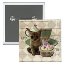 Cute Cupcat II kitten button