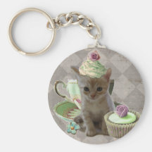 Cute Cupcat kitten keychain