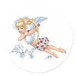 Cute Cupid Angel with Love Arrow by Al Rio Stickers